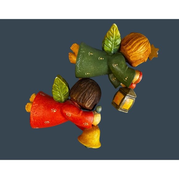 Anri Ferrandiz Flying Angels Pair Lantern And Bell Hand Painted Italy 4" - Picture 3 of 7